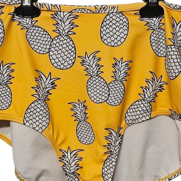 GABIFRESH x Swimsuits For All Pineapple‎ Bikini Bottom Yellow White High Waisted - Picture 2 of 7
